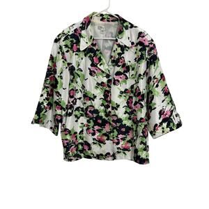 Dressbarn Women’s Plus Size 22/24 Floral 3/4 Sleeve Blazer Jacket